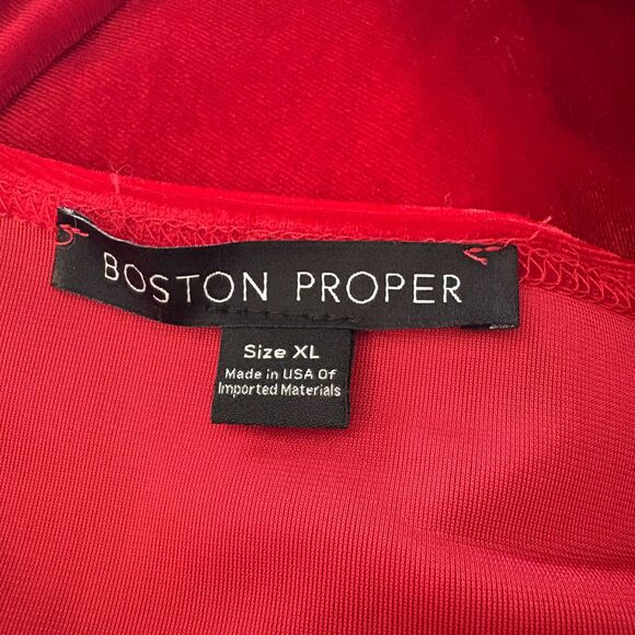 NWT Boston Proper Red Velvet Scoop Neck Tee Holiday Party Festive Size XL - Picture 3 of 5